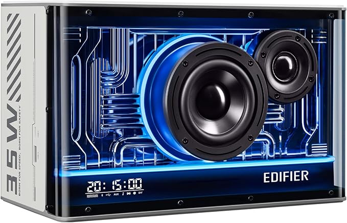 Edifier QD35 Tabletop Bluetooth Speakers Hi-Res Audio &amp Hi-Resolution Sound Wireless Certified Computer Loudspeaker 35W GaN Ultra-Fast Charging Splendid Light Effects Home Speaker for Phone Wh