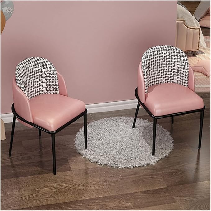 Adjustable Office Computer Chair with Armrest Dining Chairs Room Furniture Home Chair Bedroom Backrest Makeup(White-Black)