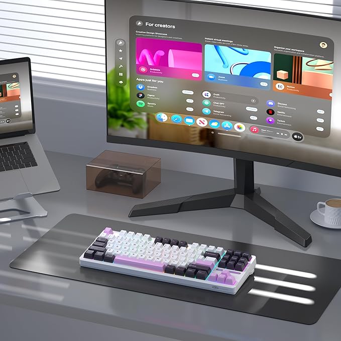MageGee LIGHT87 Wired Creamy Keyboard 80% Gasket Hot Swappable RGB Backlit Gaming Mechanical Keyboards with 6-Layer Sound DampeningPBT Keycaps NKRO for Win/Mac Purple