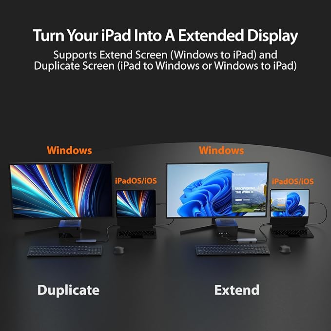 j5create iPad/iPhone to Windows Collaboration Sharing Hub Use iPad as a Second Display for Windows Laptop Transfer Files Between iPhone and Win PC Wormhole Switch CrossLink (JCH422)