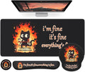 HAOCOO Dumpster Fire Mouse Pad with Wrist Rest Ergonomic Keyboard Wrist Support Large Gaming Desk Mat Set Desk Protector Mat for Office Supplies
