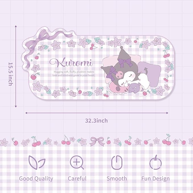 Kawaii Anime Mouse PadNon-Slip Waterproof Desk Mat for KeyboardDurable Large Extended Gaming Mouse Pad with Bowknot Edge for Office Gaming - KLM Flower Dream