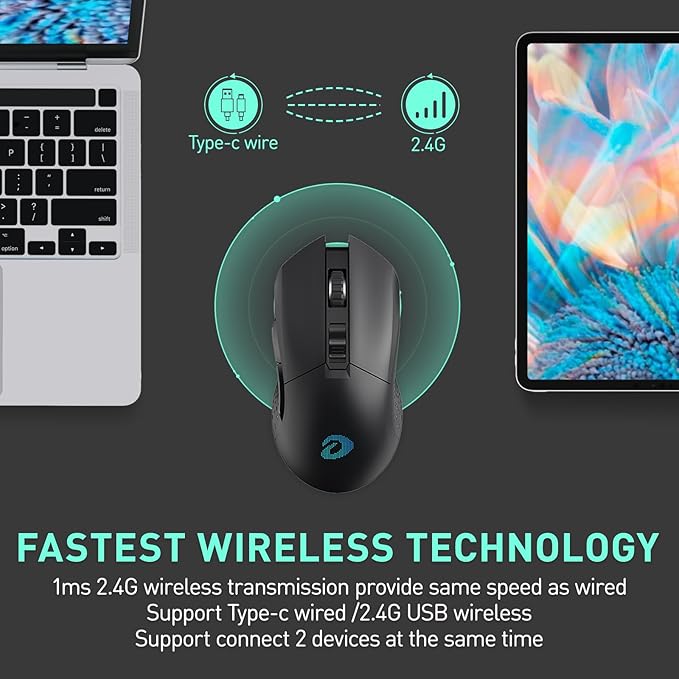 DAREU Wireless Keyboard and Mouse:EM901X Wireless Gaming Mouse &amp EK98PRO Gasket Wireless RGB Gaming Mechanical Keyboard Combo