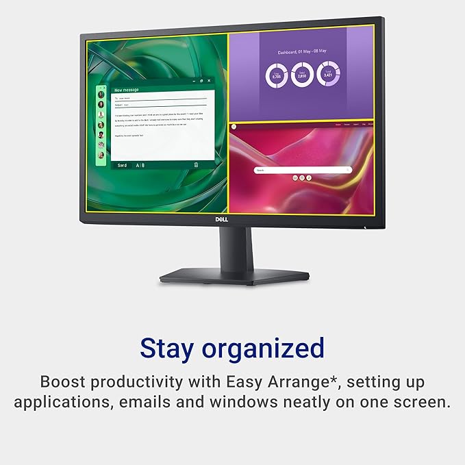 Dell 24 SE2425H Monitor - 23.8-Inch Full HD (1920x1080) VA Panel 5ms Response Time Tilt Certified by TÜV Rheinland for 3-Star Eye Comfort - Black