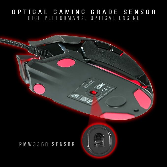 Bloody SP80 Optical Switch Gaming Mouse - Fastest Mouse Switch in Gaming - Enthusiast Grade Gaming Sensor - 8 Programmable Buttons - Non-Slip Rubberized Texture - Black - 16000 FPS