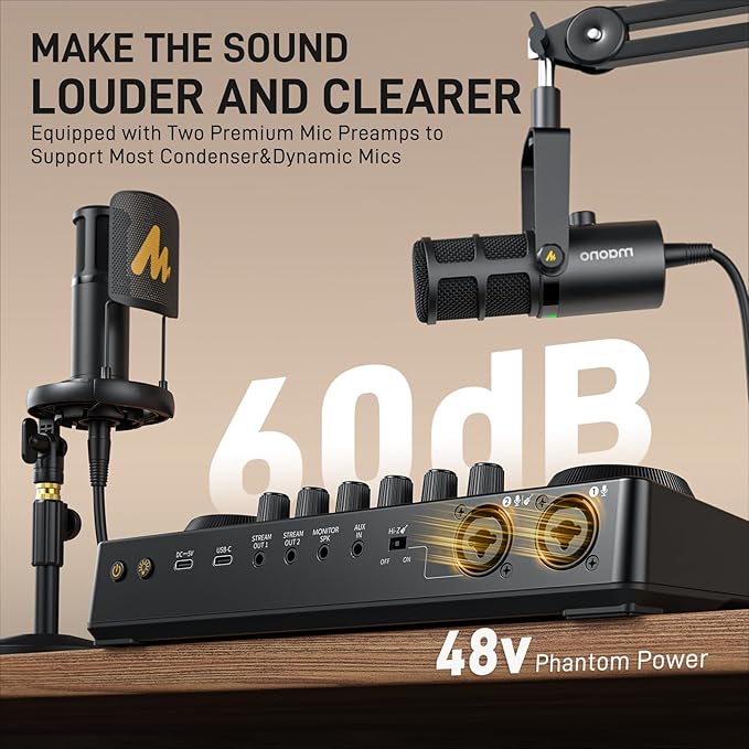 MAONO XLR Podcast Microphone Cardioid Studio Dynamic Mic for Vocal Recording Streaming Voice-Over Voice Isolation Technology Metal Mic Works for Audio Interface Mixer Sound Card