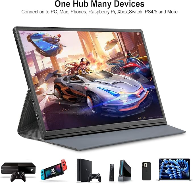 10.5inch Portable Monitor 1920x1280P FHD IPS Screen USB-C Laptop Second External for LaptopPCMac PhonePSSwichIPS Ultra-Thin Zero Frame Gaming Monitor/Premium Smart Cover