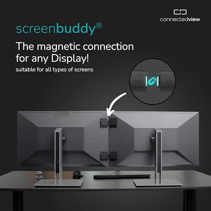 Set of 2 Magnetic Connection for Your Screens Suitable for All Computer Monitors - Innovative Computer and Gaming Equipment