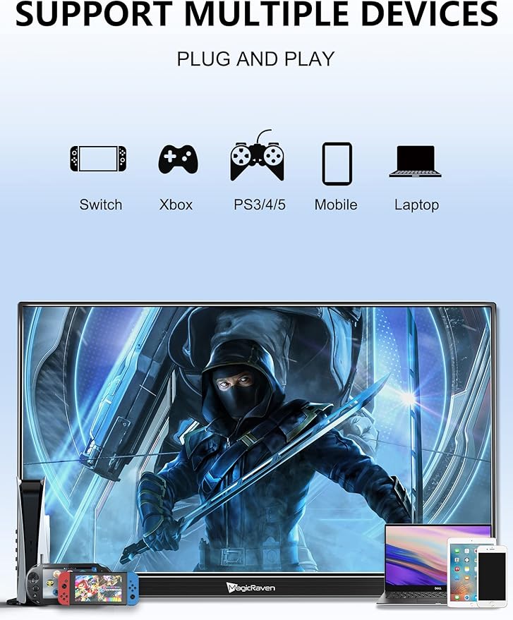 2.5K Portable Monitor 17.3 QHD IPS Laptop Screen VESA USB C HDMI Second Computer Gaming Display with 2 Speakers Travel Monitor for MacBook Phone PS4/5 PC Phone Xbox Switch