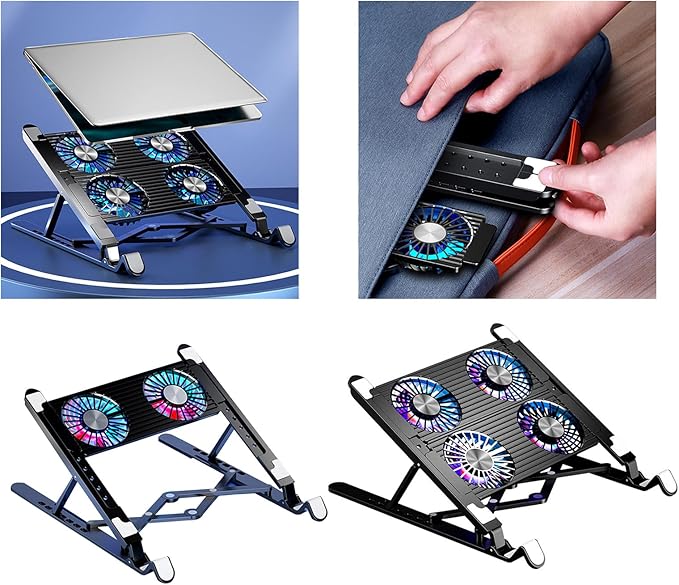 Portable Laptop Cooling Pad Radiators Stand with 7 Adjustable Height Keep Your Notebook Cool and Stable Performances Portable Laptop Cooling Pad