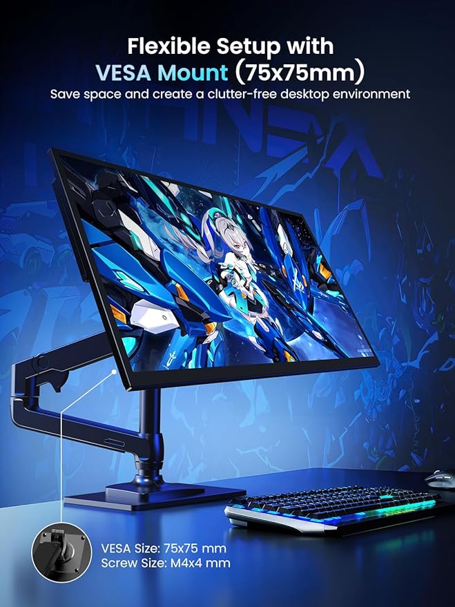 UPERFECT Portable Monitor 18.5-inch 120HZ Touchscreen 100% sRGB w/VESA &amp Stand 180° Adjustable Ultra-Slim &amp Lightweight Frameless FHD FreeSync IPS HDR Gaming Display Travel Second Monitor for