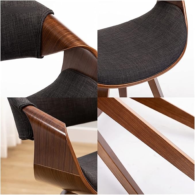 Adjustable Office Computer Chair with Armrest Dining Chair Kitchen Furniture Chairs Home Solid Wood Leather Balcony Writing(Cloth Log Grey)