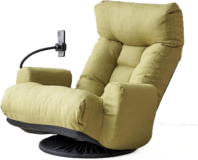 360° Swivel Floor Gaming Chair with 5 Position Adjustable Folding Gaming Sofas with Phone Holder &amp Pockets Cushion Padded Chaise Lounge Chair for Adults Home Office Floor Leisure Chairs Green