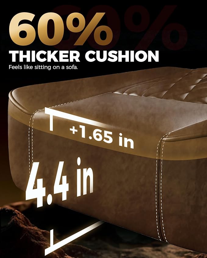 GTPLAYER Big and Tall Gaming Chair with Footrest Ergonomic Office Desk Chair with 4.4in Thick Cushion and Wide Wingless Seat Comfortable Leather Computer Chair Predator Series Rustic Brown