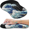 Hokafenle Ergonomic Mouse Pad Wrist Support Wrist Rest Mousepad for Carpal Tunnel Pain Relief with Integrated Memory Foam Slope Massage Bulge (11.8x7.9 inchSea Wave