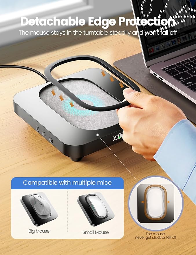 meatanty Mouse Mover Undetectable Slim Mouse Jiggler with Enlarged Turntable Automatic Wiggler Adjustable Intervals Computer Shaker No Need to Align Cursor Device to Keep Mouse Moving Telework
