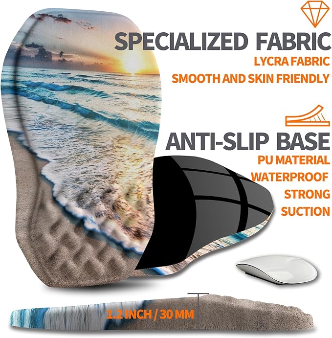 Ergonomic Slope Mouse Pad Wrist Support Wrist Rest Mousepad for Carpal Tunnel Pain Relief with Massage Bulge and Slow Rebound Memory Foam (12x8 inch Sunrise Beach)
