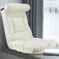 Single Sofa Chair Modern Folding Floor Gaming Chair 6-Position Backrest Adjustable Load Bearing 60kg Perfect for Reading Meditating with Headrest(White)
