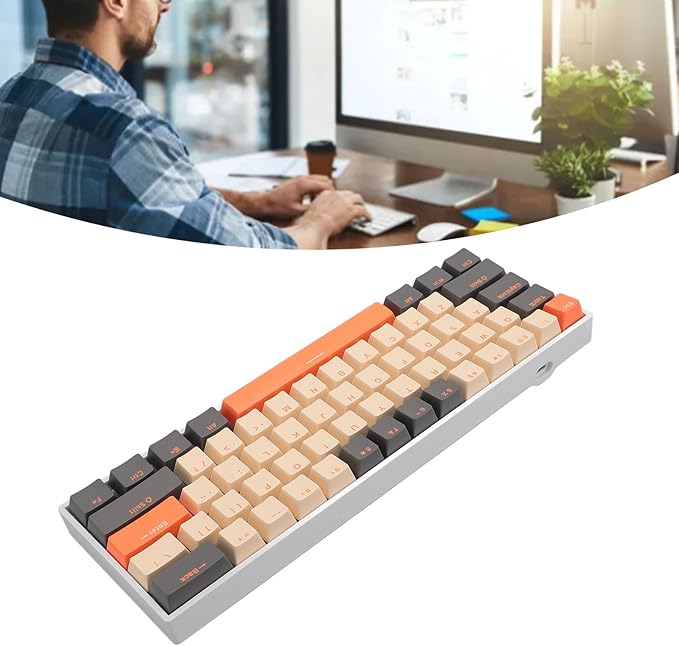 Zunate 60% Gaming Mechanical Keyboard Three Mode BT5.0/2.4G Cordless/USB C Hot Swappable Mechanical Keyboard 61 Key RGB Backlit Keyboard for Win Android
