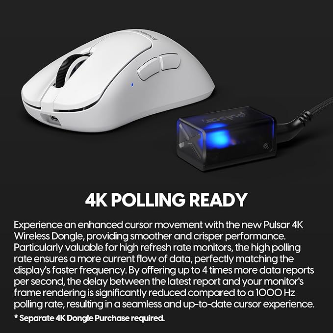 Pulsar Gaming Gears - Xlite V3 mini Wireless Gaming Mouse Ultra Lightweight 1.83 oz (52 g) Ergonomic Optical Switches PAW3395 Optical Sensor (Mini Wireless White) (Renewed)