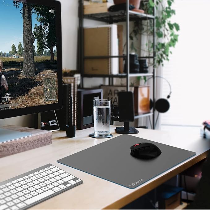 Hard Gaming Mouse Pad 3 Layers Mouse Pad with Resin Surface Premium Dual-Side Waterproof Sweatproof Fast and Accurate Control Hard Mousepad for Gaming Office and Home 14.17'' x 11.02''-Grey