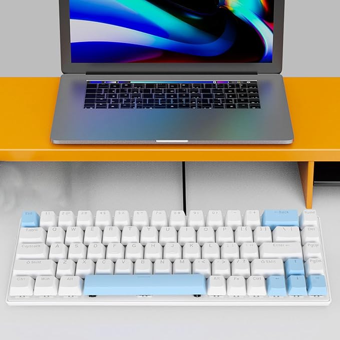 K551 Mechanical Gaming Keyboard with RGB Backlight Blue Switch 104 Keys Black Portable and Compact Design Anti Ghosting Wide Compatibility (White Blue)