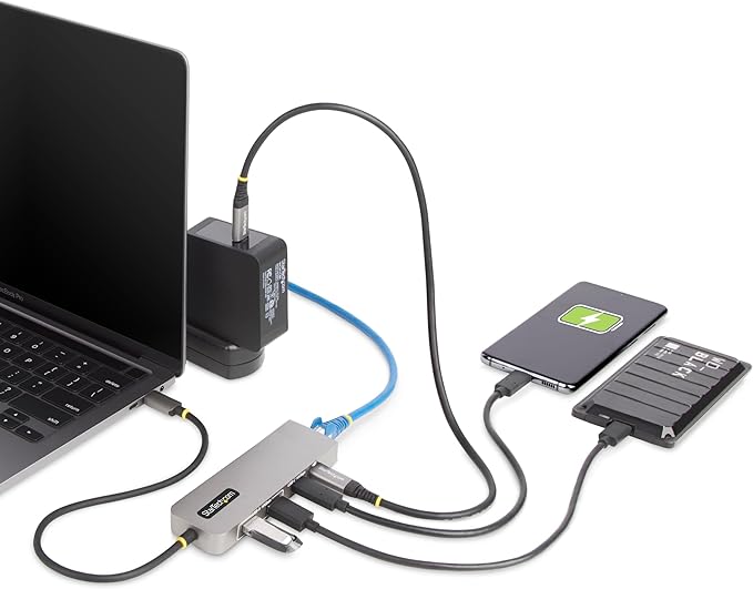 StarTech.com 3-Port USB-C Hub 2.5 Gbps Ethernet 100W PD Pass-Through Port USB 3.2 10Gbps 2X USB-A/1x USB-C Portable Hub