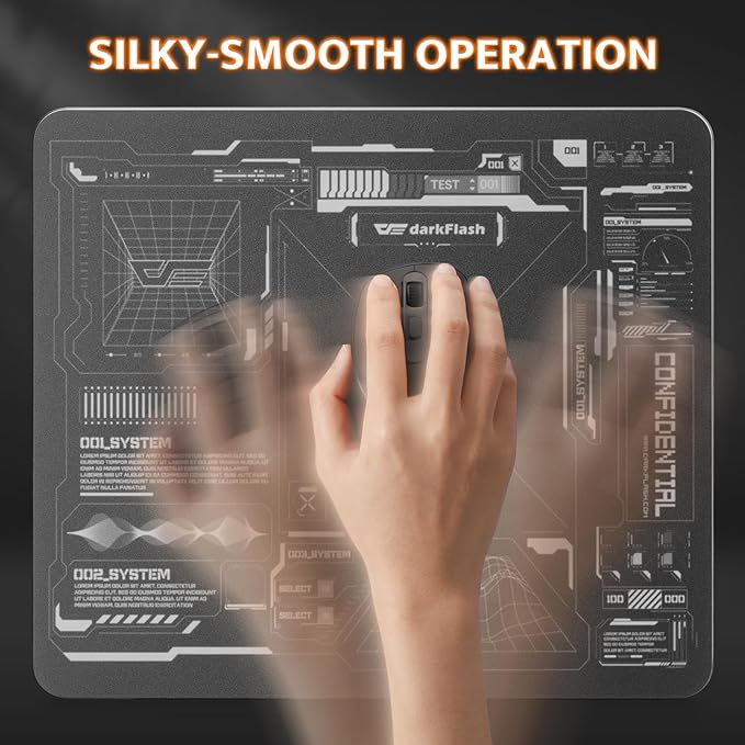 darkFlash Glass Mouse Pad 11.8×10.2 Inch Ultra-Smooth Tempered Surface Precision Tracking Anti-Slip Rubber Base Durable Etched Finish Ideal for Gaming &amp Work(DMP300)