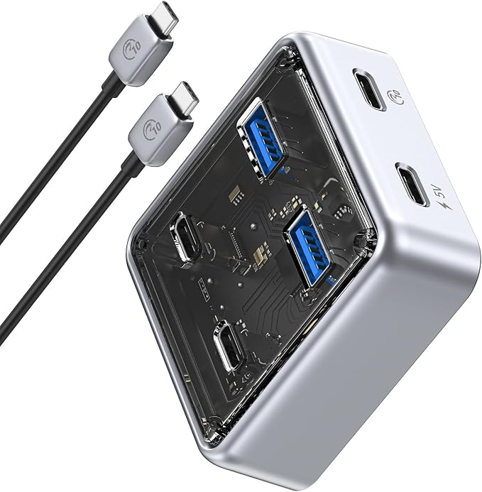 ORICO 10Gbps USB C Hub 4-Port Zinc Alloy USB 3.2 Splitter with 2 USB-A &amp 2 USB-C Ports High-Speed Data Extender for Laptops PCs Desktops and More (3.28Ft)