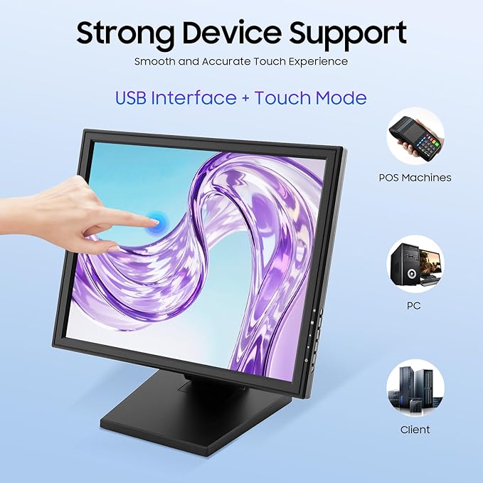 17 Inch Touchscreen Monitor 5W 1280 * 1024 LCD Computer Touch Screen PC Display 300 cd/㎡ Portable Touch Screen w/Smooth Touch Pen for Industrial Automation Equipment &amp Monitoring Centers