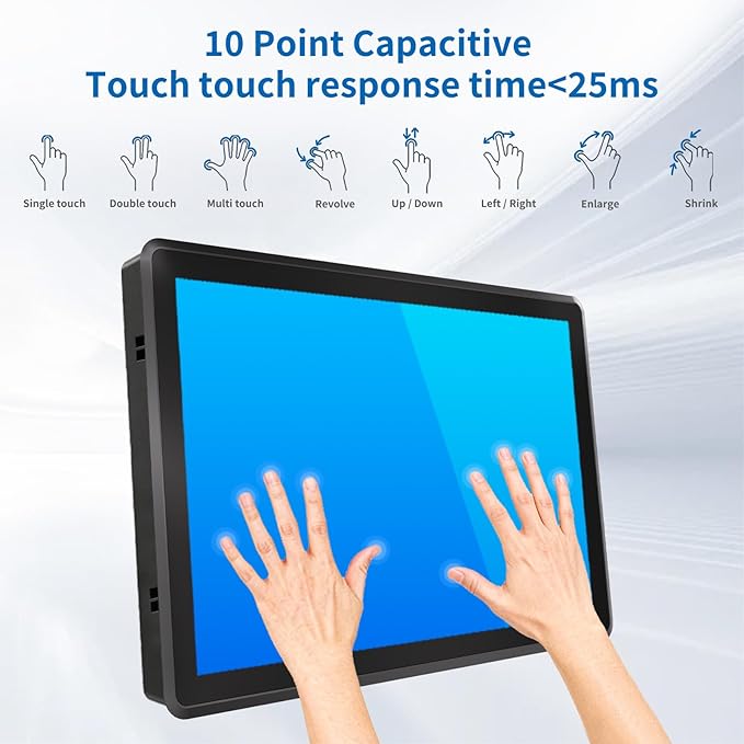 19 Inch Industrial Touch Screen Monitor 10 Points Touch Ratio 5:4 Capacitive PCAP Display 1280x1024R Active Matrix TFT LCD LED Backlight VGA DVI HD-MI Ports