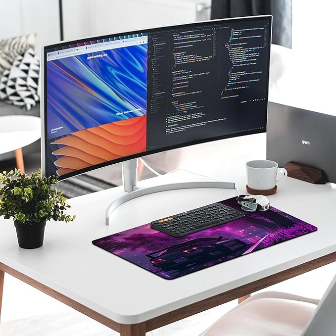 Large Mouse Pad Anime JDM Car S13 Purple Flowers Static Desk Mat Computer Accessories Gaming Office Organizers Supplies Decor Essentials Keyboard Pads for Desk Rubber 40X80cm