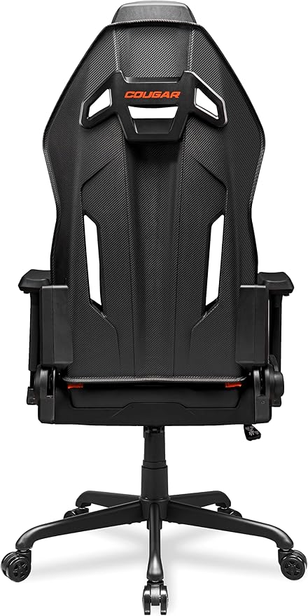 Cougar Hotrod Ergonomic and Comfortable Gaming Chair with Head and Lumbar Support Steel Frame and Base Reclining Backrest Tilt Mechanism Premium Hyper-Dura Leatherette 3D Armrest BK/Orange