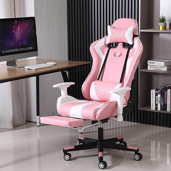 JSWHYBD Gaming Chair with Foot Rest Computer Chair E-Sports Chair Three-Level Explosion-Proof Gas Pole Large Angle Latex Recliner Suitable for Home Office Game Live Streaming Internet Cafe Game Room