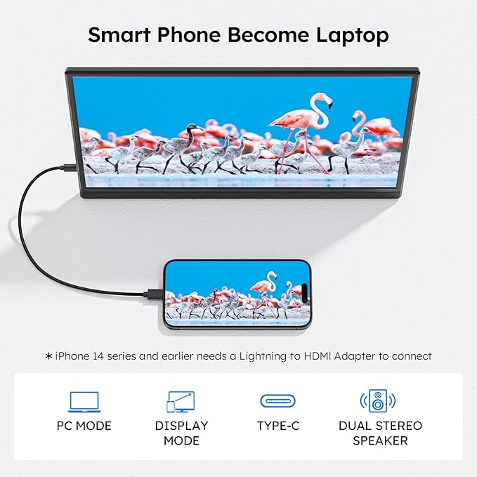 Portable Monitor for Laptop FHD 15.6 1080P Ultra-Slim USB-C&ampHDMI External Second Screen for Laptop Travel Monitor Dual Speaker-Screen Extender for PC/Mac/Phone/PS4/5/Xbox/Switch-VESA*2