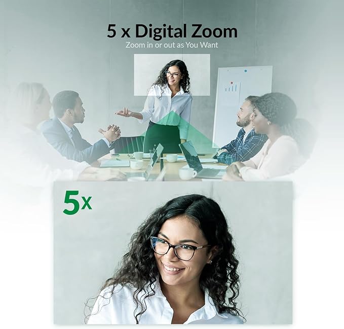 4K Video Conference Room Camera with AI Auto Framing Presenter &amp Speaker Tracking 120° Wide-Angle Webcam 5X Digital Zoom 4-Mic Array &amp 2 Speakers Works with Microsoft Teams Zoom Google