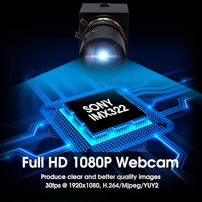 SVPRO USB Camera 1080P HD Webcam with Zoom Lens 2.8-12mmManual Focus Web Cam for ComputerH.264 Low Light Camera with Sony IMX323 Sensor for Streaming/Video Conference/Studio