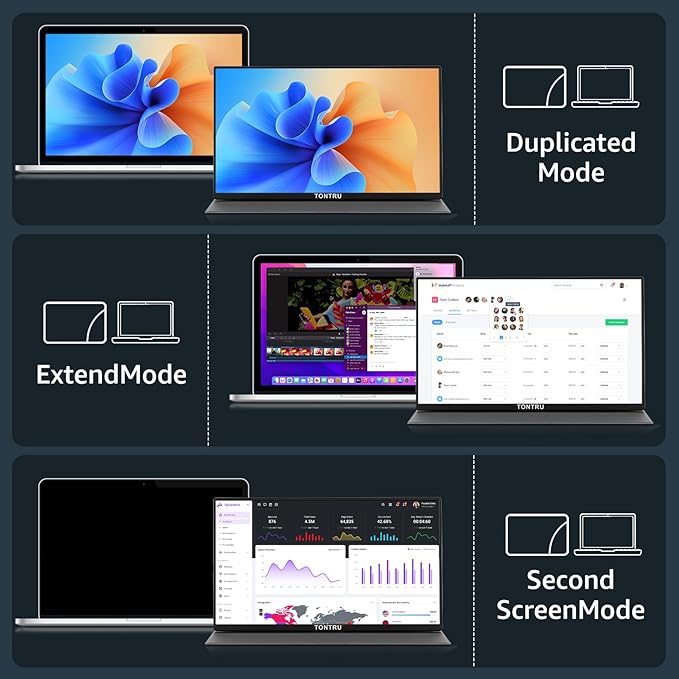 15.6 Portable Monitor Full HD 1080p USB-C &amp HDMI Connectivity Ultra-Slim Design Built-in Speakers Compatible with Laptop PC Gaming Consoles
