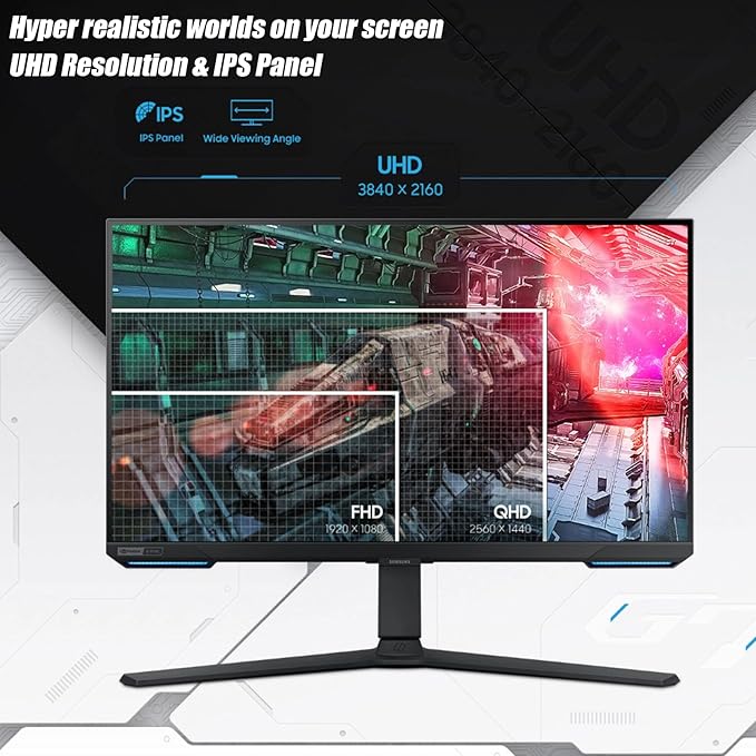 Samsung 28 Odyssey G7 4K UHD 144Hz 1ms G-Sync Gaming Monitor HDR400 AMD FreeSync Premium Pro Ultrawide Game View DisplayPort HDMI Height Adjustable Stand Black