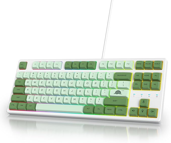 75 Percent Mechanical Gaming Keyboard 87 Keys Matcha Keyboard 75% Wired Keyboard Compact TKL Layout with RGB Backlit Red Switch for PC Laptop(87 Matcha)