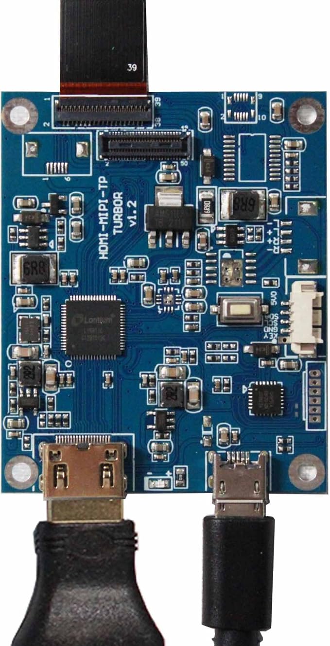 3.4 inch 800x800 IPS MIPI 330nit Round LCD Screen and 39 pins Controller BoardMicro USB Power Port
