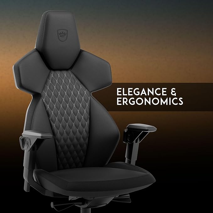 noblechairs Dawn Gaming Chair-Black - Ergonomic Desk Chair with Folding Armrests Synchronous Mechanism Faux Leather Cover Lumbar Support Universal Wheels