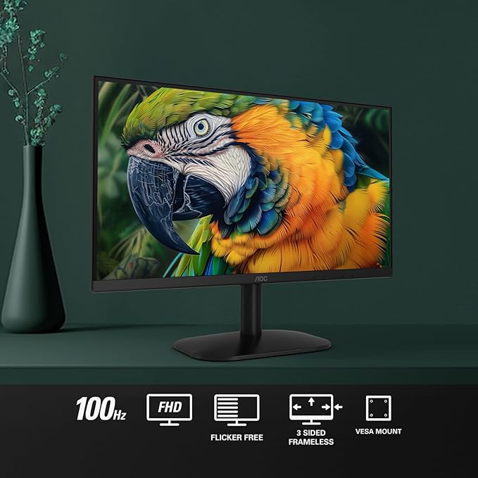 AOC 22B2HM2 22 Full HD (1920 x 1080) 100Hz LED Monitor Adaptive Sync VGA x 1 HDMI x 1 Flicker-Free Low Blue Light HDR Ready VESA Tilt Adjust Earphone Out Eco-Friendly