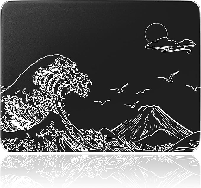 ATTACK SHARK CM05SE Glass Gaming Mouse Pad for FPS &amp Esports Nano-Etched Tempered Glass SurfaceUltra-Smooth Low Friction Hard MousepadWaterproof Large Desk Mouse Mat for PC SetupBlack Wave