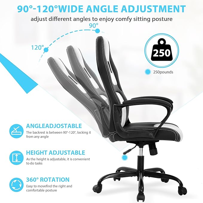 Swivel Gaming Chair Comfortable Cheap Gamer Chair for Adults with Lumbar Support Video Game Chairs with Wheels for Teens Desk Chair Gaming with Adjustable Height