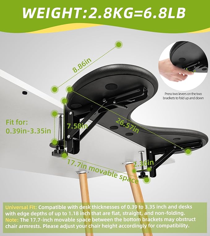 Desk Extender Adjustable Arm Rest Support for arm Support for Computer Desk Ergonomic Arm Rest Extender Rotating Mouse Pad Holder for Table Office Desk