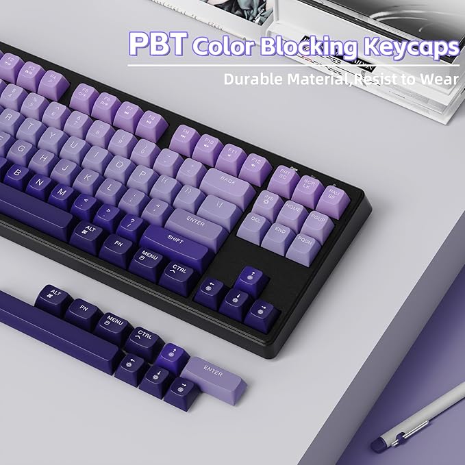 ZIYOU LANG M87 75% Wireless Gaming Keyboard Mechanical Feel Silent Rainbow Backlit Bluetooth/2.4Ghz PBT Gradient Keycaps Rechargeable 4000mAH Battery Ergonomic for MAC/Win/PC-Purple