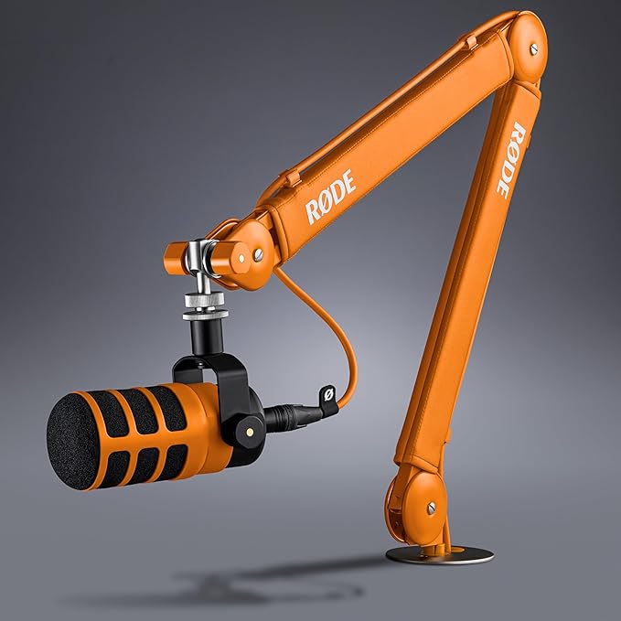 Rode PSA1+ Desk-Mounted Broadcast Microphone Boom Arm (Orange) with Orange Premium XLR Cable (3m)