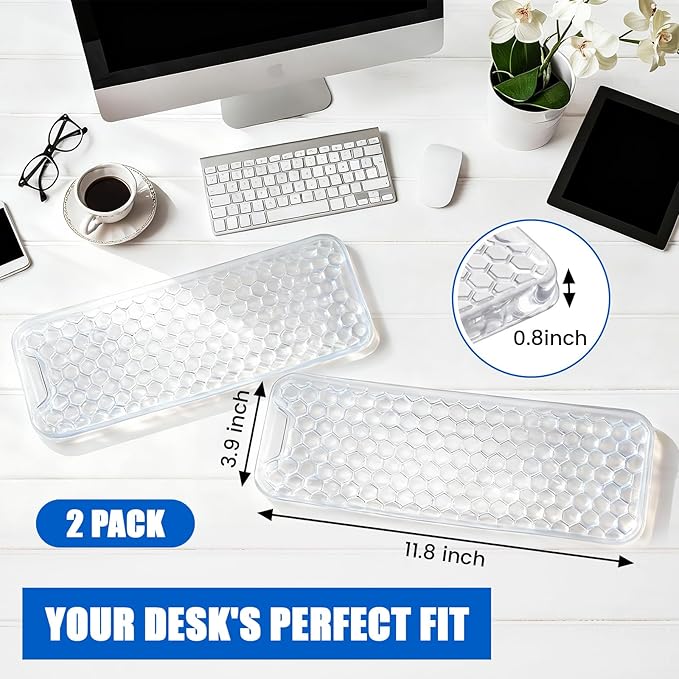 2 Pack Gel Elbow Pads for Desk 12x4 Inch Ergonomic Arm Rest Cushion Non-Slip Desk Support for Elbow Wrist Forearm Pain Relief Office Computer Gaming