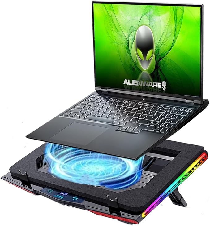 Cooling Pad for Dell Alienware m16 m17 m15 x17 x16 x15 x14 Area-51m 17 16 15 14 inch Gaming LaptopIt is a Heat Dissipation Monster with Powerful Turbo Fan Can Fast CoolingRGB Light Mode
